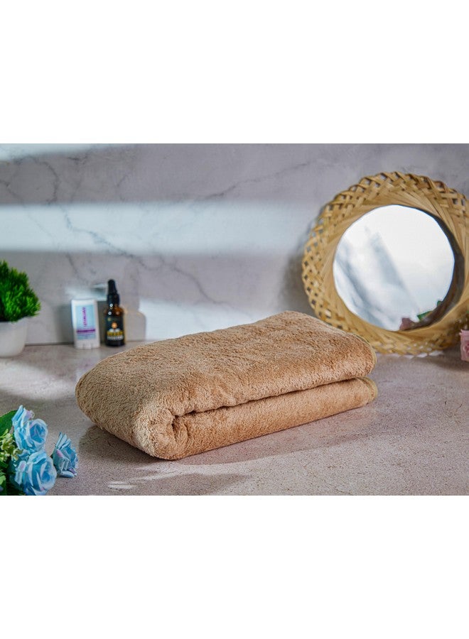 Fezora® Microfiber Bath Towels | (70x140) Extra Soft Plush & Quick Dry High Absorbency with Large Size Towels for Bathing -1 Piece (Beige) - Image 4