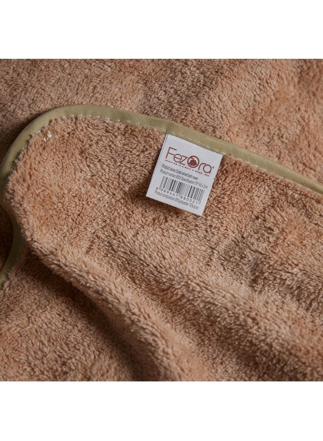Fezora® Microfiber Bath Towels | (70x140) Extra Soft Plush & Quick Dry High Absorbency with Large Size Towels for Bathing -1 Piece (Beige) - Image 5