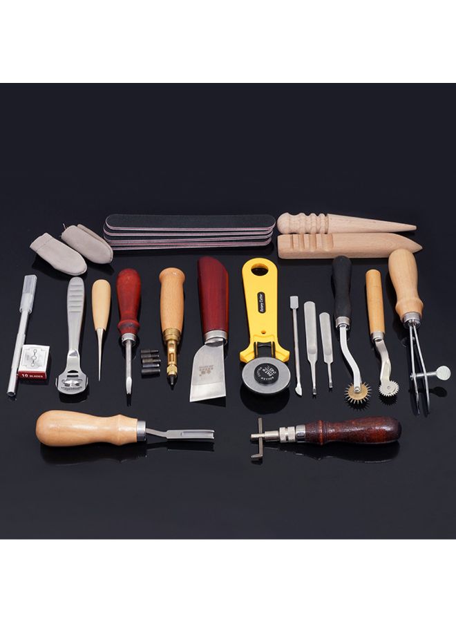 NIBEMINENT 24-Piece Professional Leather Craft Tool Kit Multicolour 0.83kg - Image 3