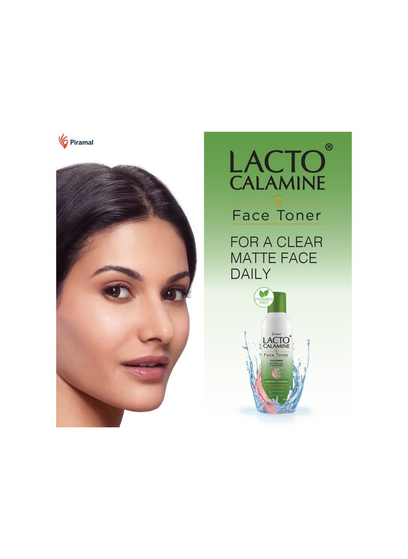 Lacto Calamine Lacto Calamine Cucumber Face Toner with Green Teaand Niacinamide for cool and hydrated skin. Tightens pores and evens skin tone. Suitable for Oily skin. No Sulphate, No Alcohol - 120 ml   Pack of 1  - Image 2