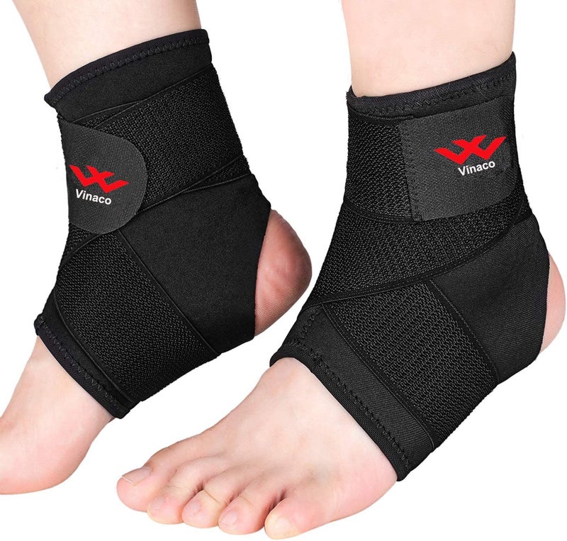 Vinaco Ankle Brace 2 Pack Breathable Strong Ankle Brace for Sprained Ankle Stabilize Ligaments Prevent ReInjury Ankle Braces for men women with Adjustable Wrap ankle support for men