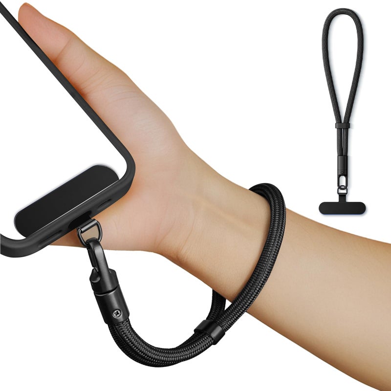 saxsion Lanyard for Phone, Self-Locking Phone Wrist Strap with 0.4mm Ultra-Thin Clip & 360Â° Hook, Anti-Drop Strap (Black) - Image 1