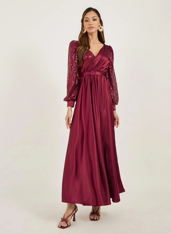 Styli Sequin Sleeve Maxi Dress