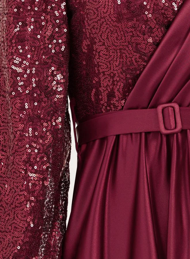 Styli Sequin Sleeve Maxi Dress