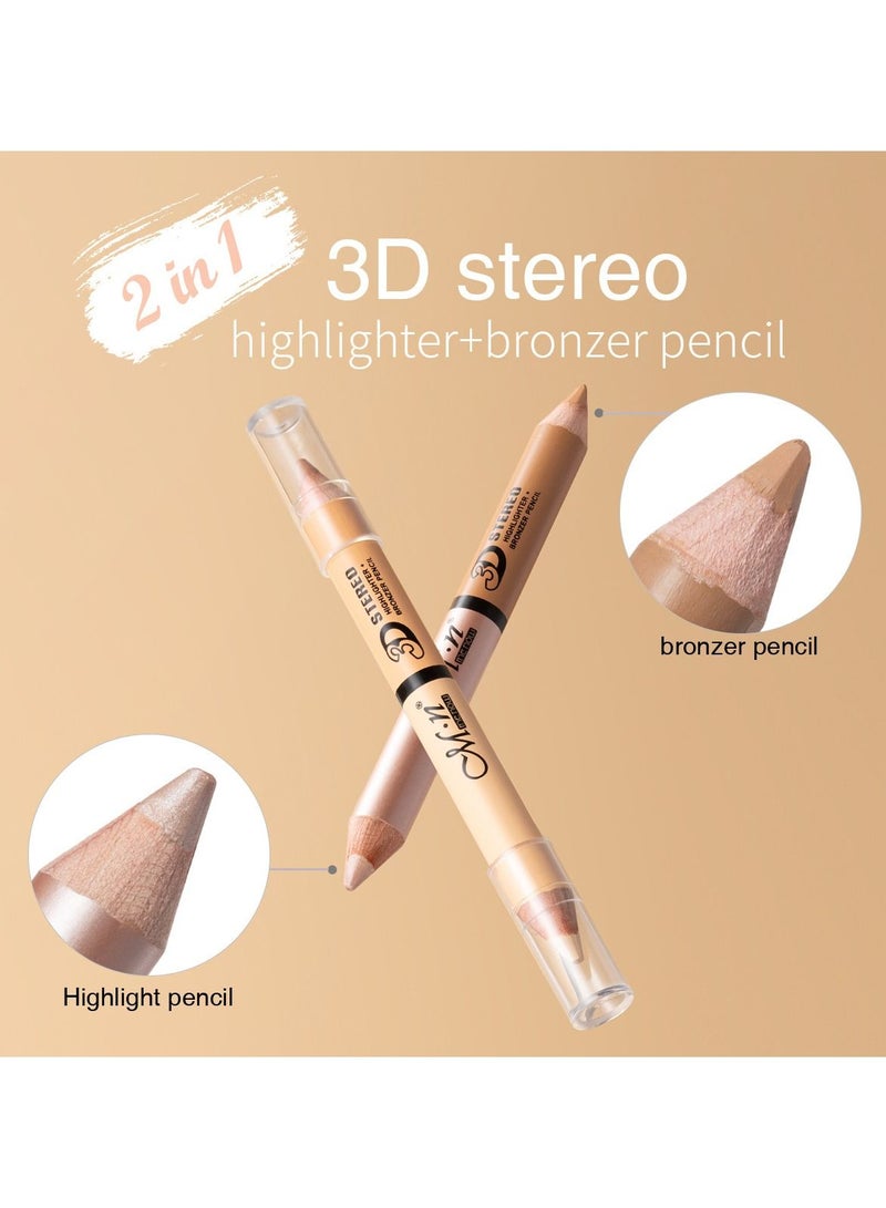 Mn قلم خافي عيوب مزدوج الرأس قلم هايلايتر ضربة واحدة استخدام مزدوج ناعم مقاوم للماء يضيء لون كونتور الوجه قابل للتقشير مكياج 002 - Image 3