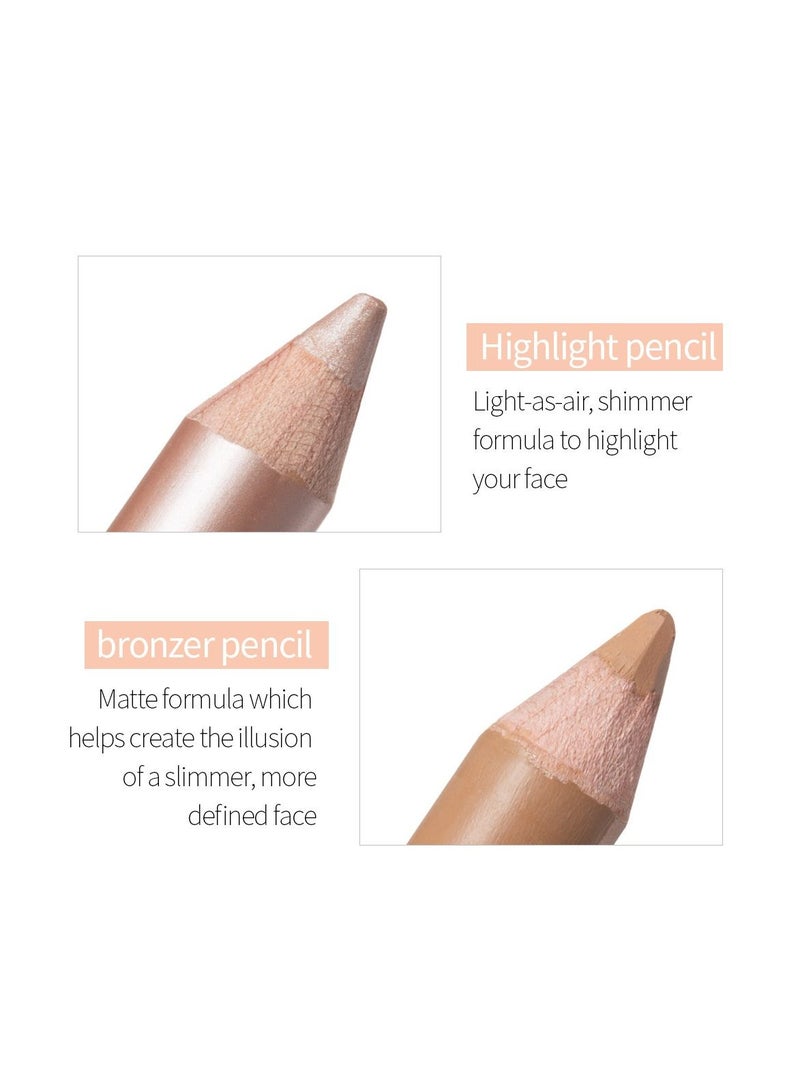 Mn قلم خافي عيوب مزدوج الرأس قلم هايلايتر ضربة واحدة استخدام مزدوج ناعم مقاوم للماء يضيء لون كونتور الوجه قابل للتقشير مكياج 002 - Image 2