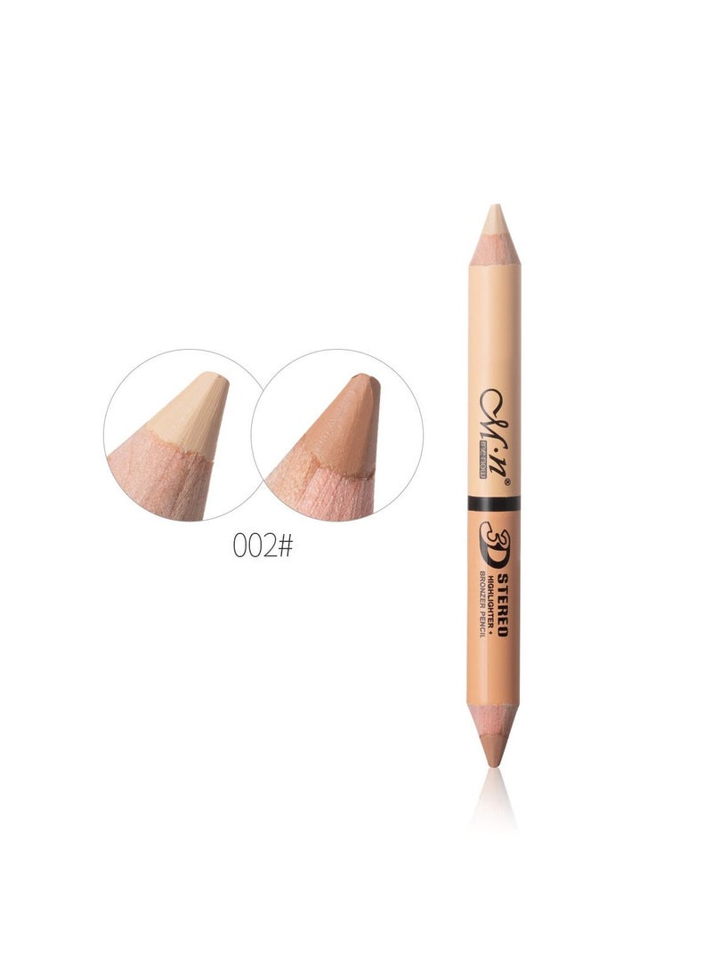 Mn قلم خافي عيوب مزدوج الرأس قلم هايلايتر ضربة واحدة استخدام مزدوج ناعم مقاوم للماء يضيء لون كونتور الوجه قابل للتقشير مكياج 002 - Image 1