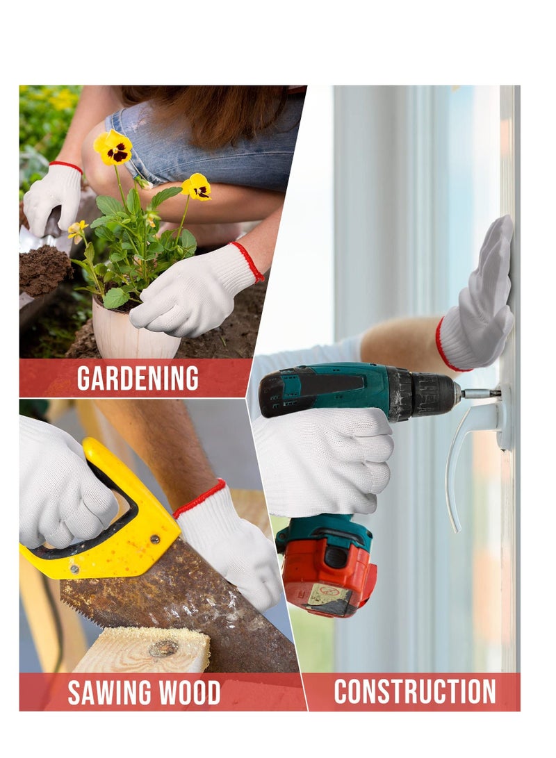 6 Pairs Hand Working Gloves Safety Grip Protection Work Gloves Men Women BBQ Thicker Industry Knitted Cut Repair Gloves Durable String Knit Light Weight for Work Safety Thick Cotton - Image 5