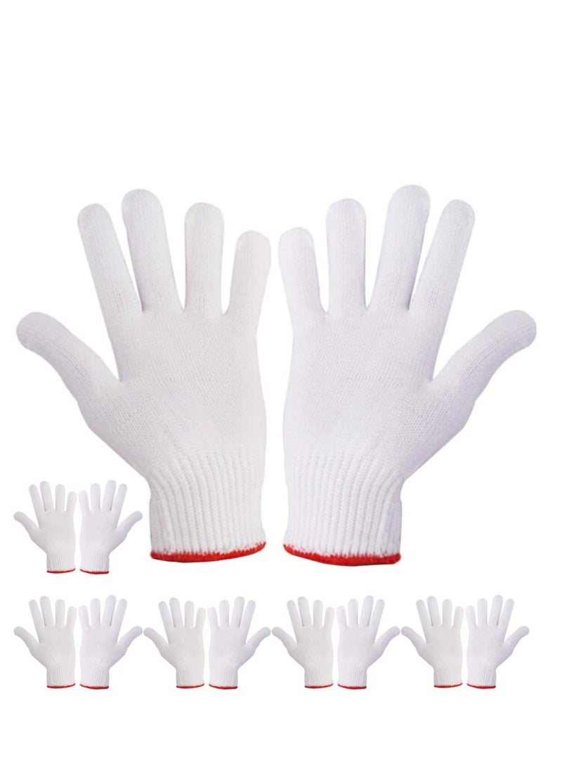 6 Pairs Hand Working Gloves Safety Grip Protection Work Gloves Men Women BBQ Thicker Industry Knitted Cut Repair Gloves Durable String Knit Light Weight for Work Safety Thick Cotton - Image 1