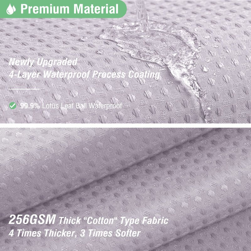Dynamene Lavender Fabric Shower Curtain - Waffle Weave Textured Heavy Duty Cloth Shower Curtains for Bathroom, 256GSM Hotel Luxury Weighted Bath Curtain Set with 12 Hooks,72x72, Lavender - Image 3