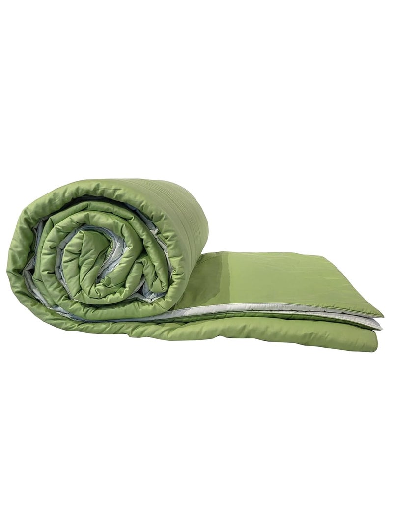 ZEBA World Reversible Qulit with Lines Cotton 300TC Green - 90" X 108", 17" X 27" - Image 1