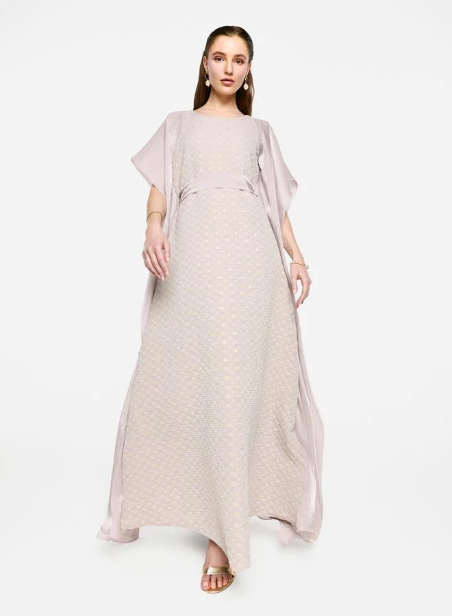 House of Moda House of Moda Embellished Kimono Sleeve Belted Maxi Dress