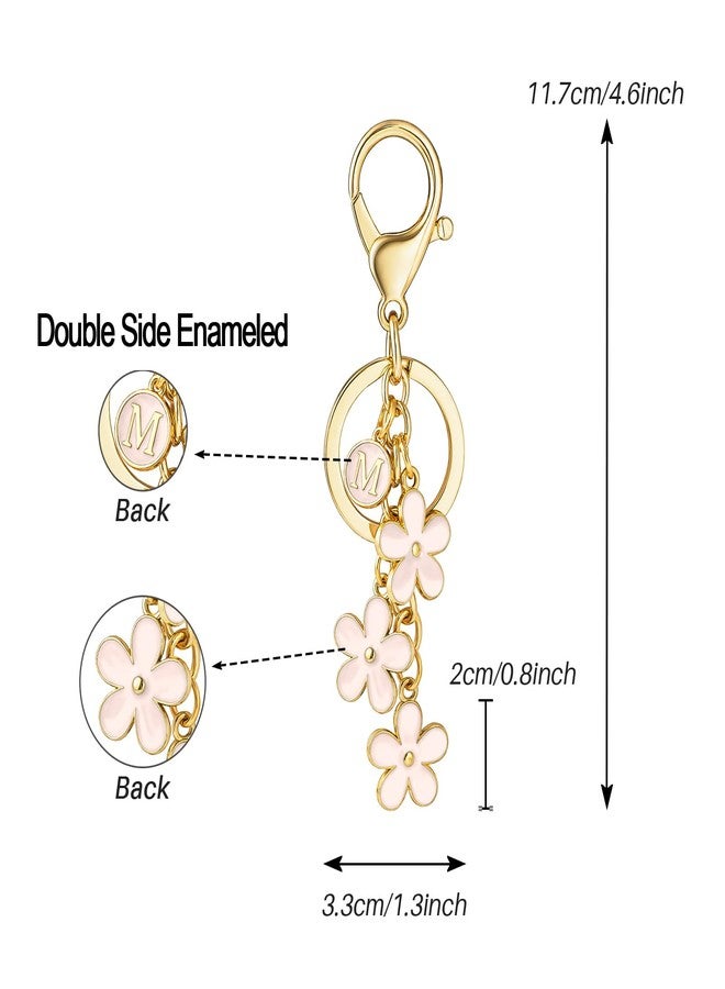 SELOVO Women Girls Initial Keyring Letter M Tassel Pink Keychain Purse Charm - Image 2