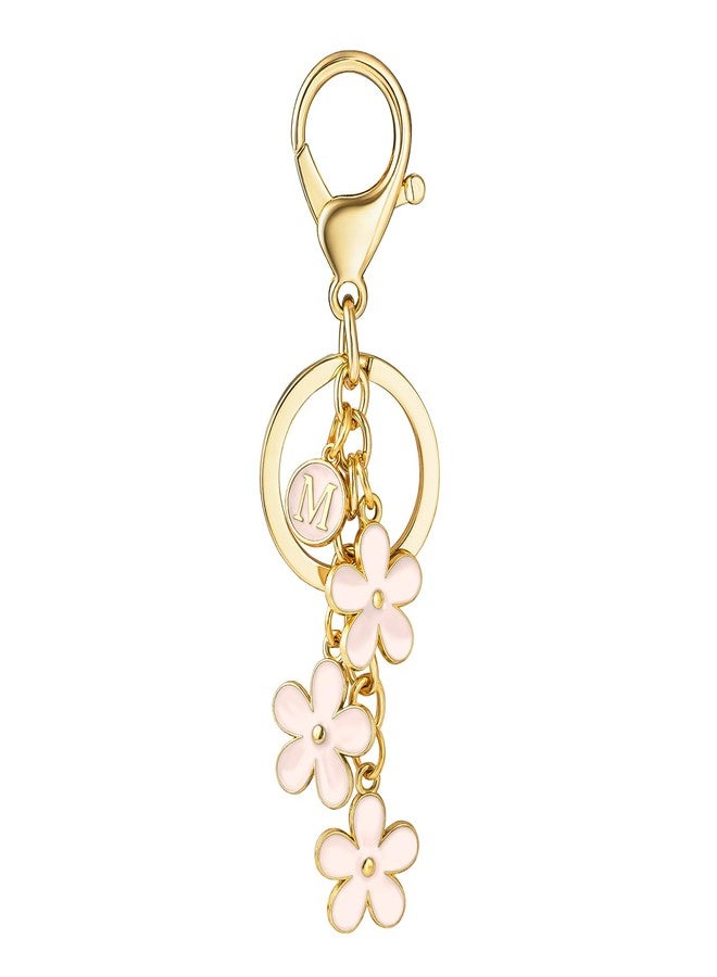SELOVO Women Girls Initial Keyring Letter M Tassel Pink Keychain Purse Charm - Image 1