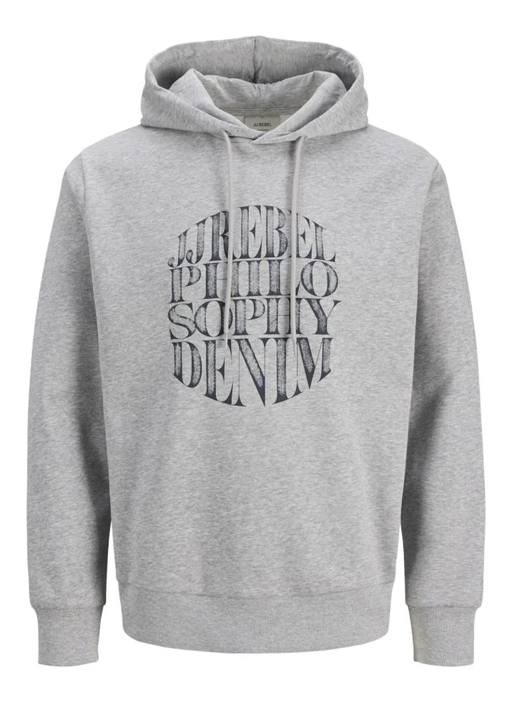 JJ Rebel Text Print Regular Fit Crew Neck Hoodie