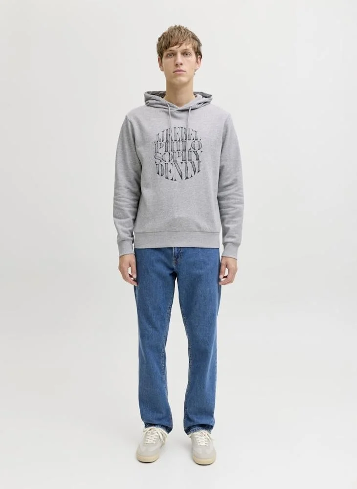 JJ Rebel  Text Print Regular Fit Crew Neck Hoodie for Men | Best Price UAE