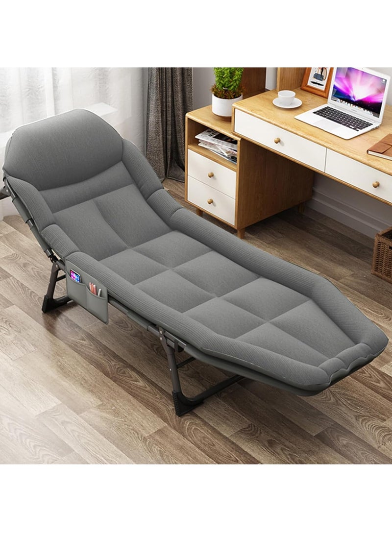 Generic - Folding Camping Bed Comfortable Portable Foldable Bed with Mattress Pillow Premium Single Lounge Chair Indoor Outdoor Beach Bed for Camp Office Lounger (Folding Bed) - Image 1