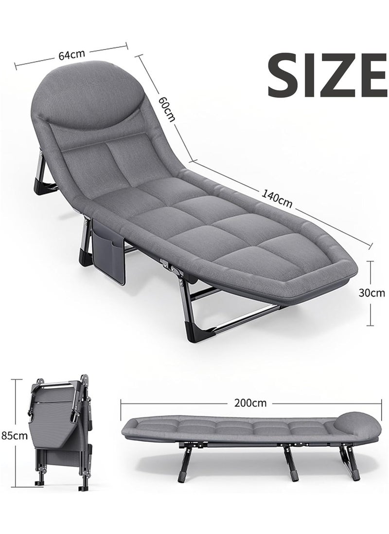 Generic - Folding Camping Bed Comfortable Portable Foldable Bed with Mattress Pillow Premium Single Lounge Chair Indoor Outdoor Beach Bed for Camp Office Lounger (Folding Bed) - Image 1