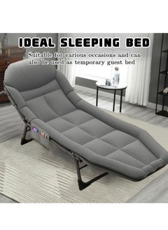 Generic Folding Camping Bed Comfortable Portable Foldable Bed with Mattress Pillow Premium Single Lounge Chair Indoor Outdoor Beach Bed for Camp Office Lounger (Folding Bed)  - Image 2