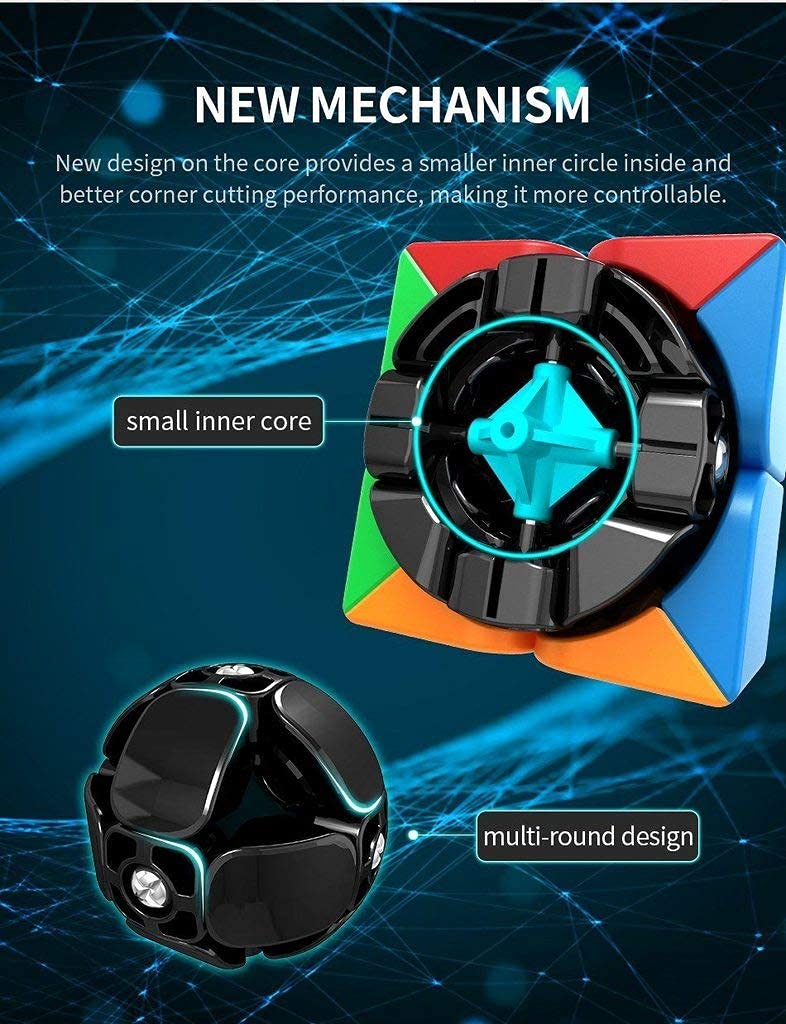 D ETERNAL مكعب مويو مفيجس ميلونغ المغناطيسي 2X2X2 عالي السرعة بدون ملصقات لعبة سحرية لغز ذهني (2X2 مغناطيسي) - Image 3