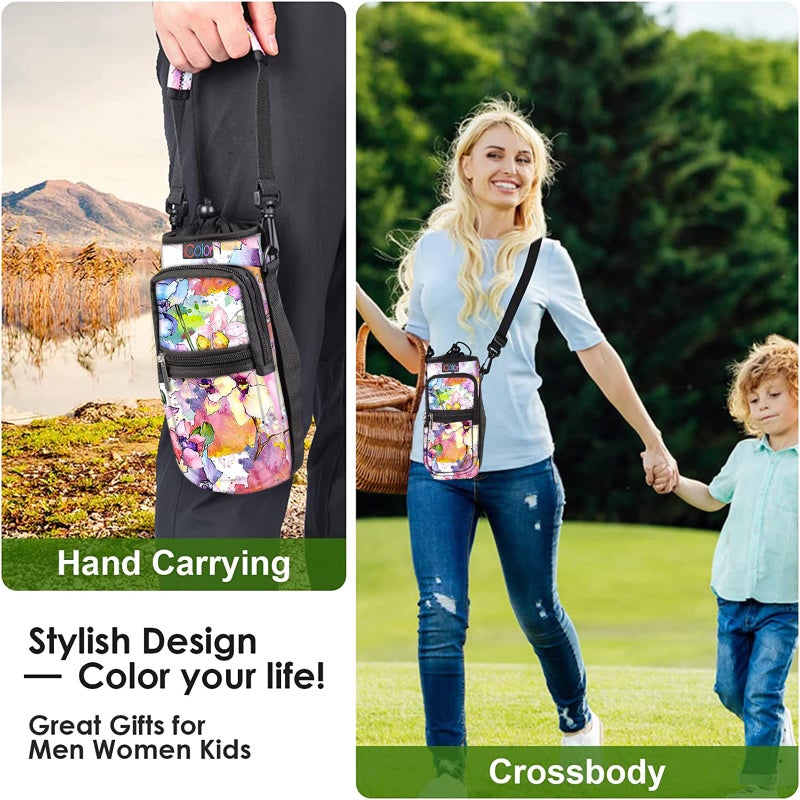 icolor Water Bottle Carrier Bag Holder 25/32/40/64oz,Adjustable Padded Shoulder & Handle Strap Sports Sling Hiking Pack,Insulated Neoprene Wide Mouth Bottle Sleeve - Image 5