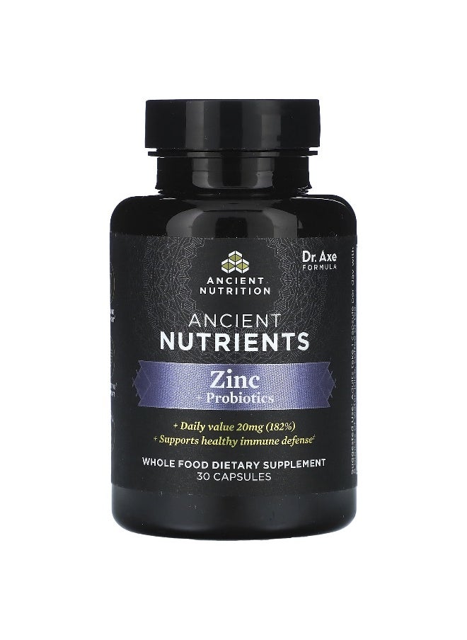 Ancient Nutrition - Ancient Nutrition, Zinc + Probiotics, 30 Capsules - Image 1