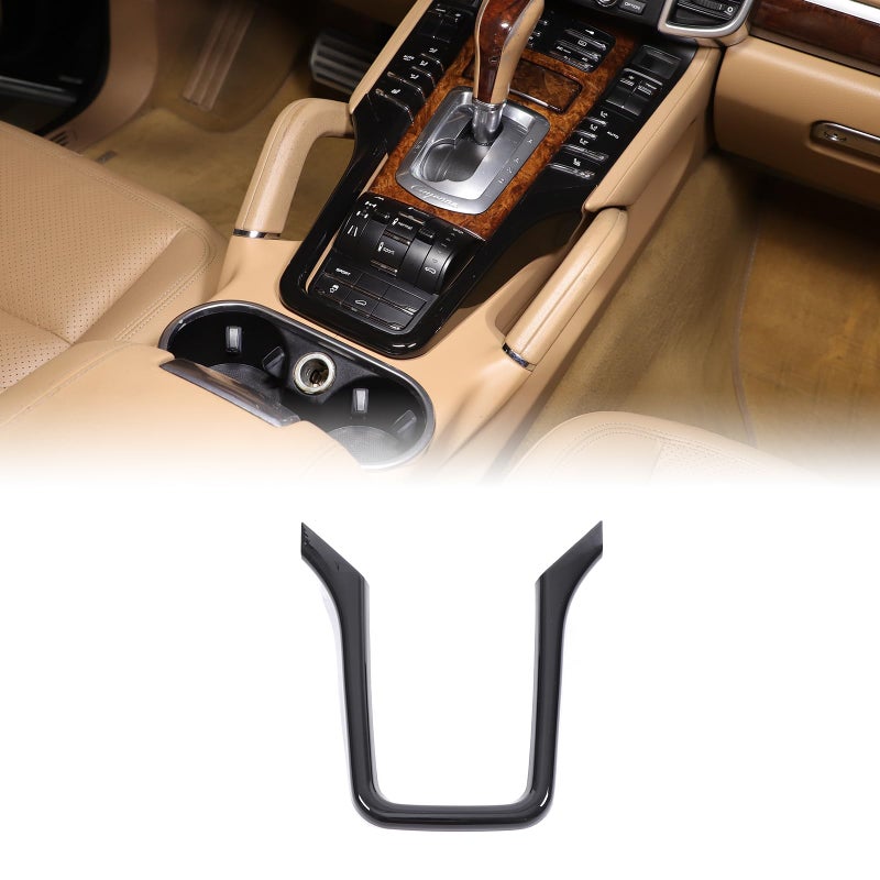 غطاء تريم لوحة التحكم في نقل الحركة المركزي من مويتيل إل سي متوافق مع بورش كايين 2011-2017 واقي لوحة مضادة للخدش لكونسول ناقل الحركة إكسسوارات باللون الأسود اللامع