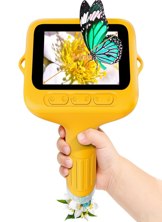 SKYBASIC Digital Microscope for Kids, 3" Screen 1000X Handheld Microscope HD Pocket Portable Microscopes Camera, Science Edu Fun Birthday Gifts Toys for Ages 4-12 Children Students Boys Girls -Yellow - Image 1
