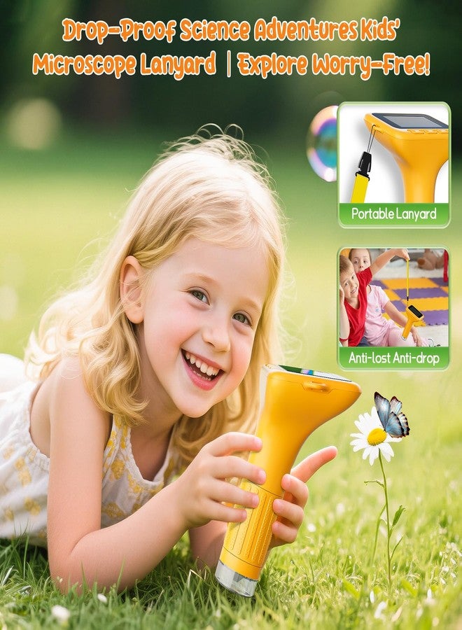 SKYBASIC Digital Microscope for Kids, 3" Screen 1000X Handheld Microscope HD Pocket Portable Microscopes Camera, Science Edu Fun Birthday Gifts Toys for Ages 4-12 Children Students Boys Girls -Yellow - Image 4