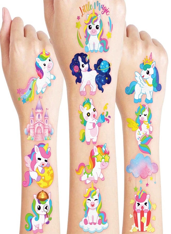 91TATTOOS 96 PCS Cute Unicorn Fantasy Pre-Cut Temporary Tattoos for Kids - Image 1