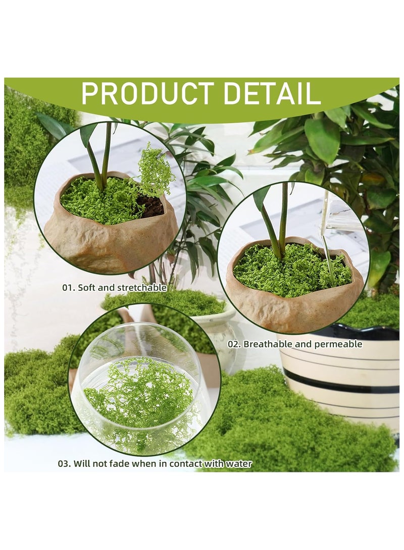 100 جرام من الطحالب الصناعية المزيفة، الطحالب الصناعية، لأصص النباتات الداخلية والطحالب الزخرفية لحدائق المنزل والحدائق والمشاريع الحرفية، مثالية للترتيبات الزهرية والديكورات المنزلية (أخضر فاتح) - Image 3