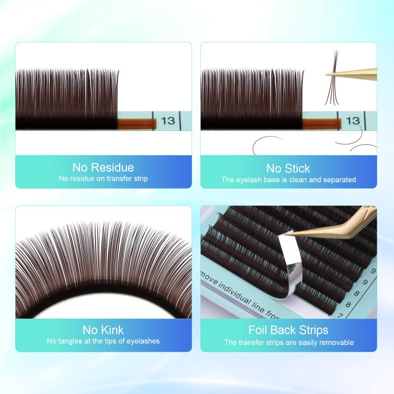 NAGARAKU Eyelash Extensions Dark Brown Color 0.10mm C curl 7-15mm Mix Tray Individual Lashes Classic Faux Mink Volume 20 rows Soft Light - Image 5