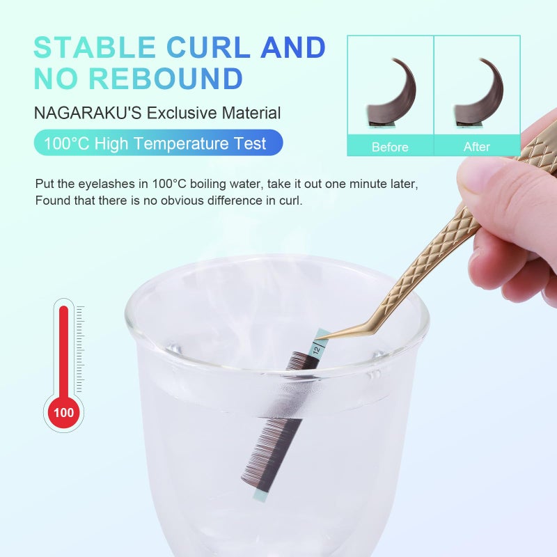NAGARAKU Eyelash Extensions Dark Brown Color 0.10mm C curl 7-15mm Mix Tray Individual Lashes Classic Faux Mink Volume 20 rows Soft Light - Image 3