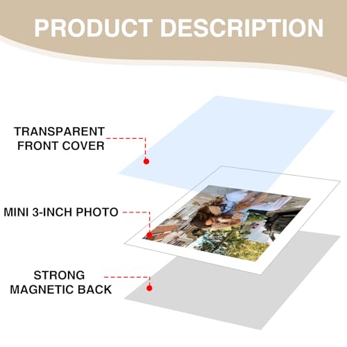 CAIYOULE Magnetic Picture Frame for Fujifilm Instax Mini 13/41/12/11/99/90/9/8/7+/EVO/SE/Polaroid 3" film photos, 20 Packs for Polaroid Magnets for Refrigerator, 2.5 x 3.5 Small Wallet Size Picture Frames, White - Image 4