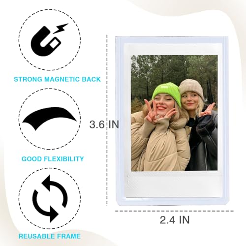 CAIYOULE Magnetic Picture Frame for Fujifilm Instax Mini 13/41/12/11/99/90/9/8/7+/EVO/SE/Polaroid 3" film photos, 20 Packs for Polaroid Magnets for Refrigerator, 2.5 x 3.5 Small Wallet Size Picture Frames, White - Image 3