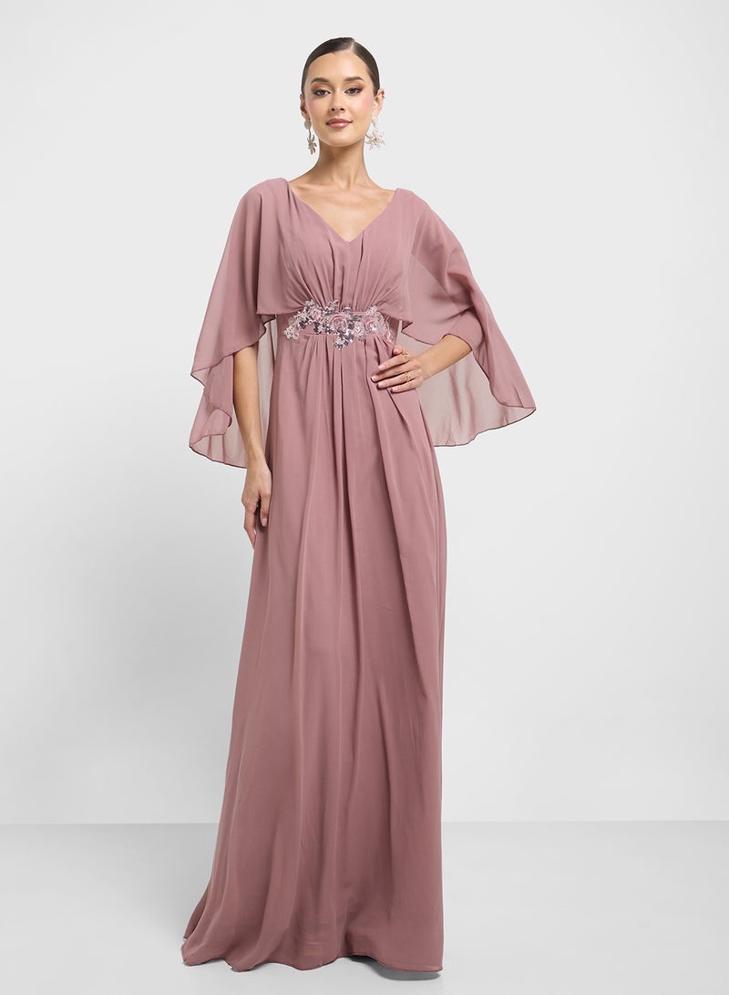 Khizana Dress With Cape Styled Sleeves - Image 1