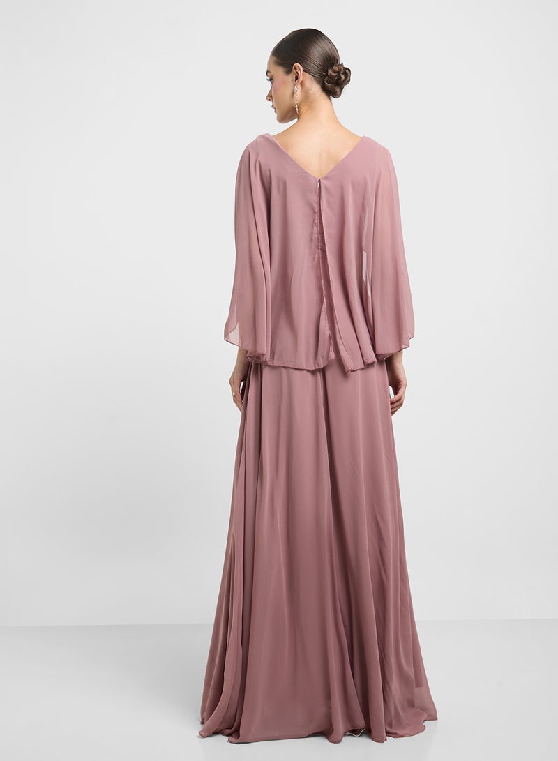 Khizana Dress With Cape Styled Sleeves - Image 2