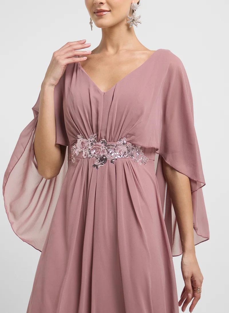 Khizana Dress With Cape Styled Sleeves