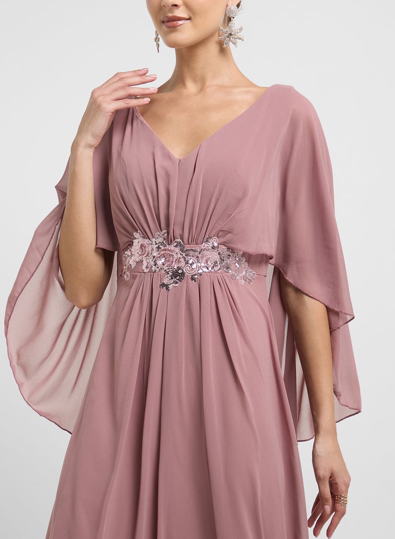 Khizana Dress With Cape Styled Sleeves - Image 3