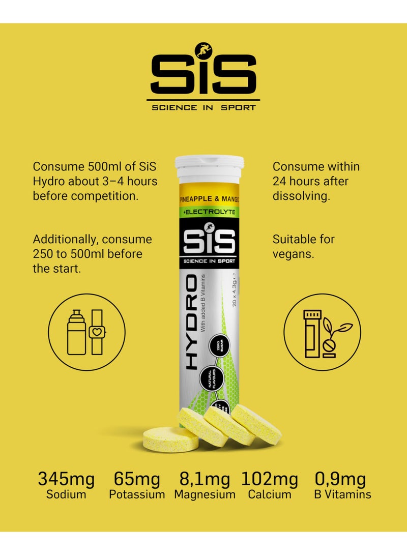 SIS Hydro Electrolyte Tablets | Sugar Free Hydration Tablets | Essential Electrolytes to Reduce Fatigue & Aid Rehydration | Gluten Free | Pineapple & Mango Flavour | 60 Servings | 3 Pack - Image 4