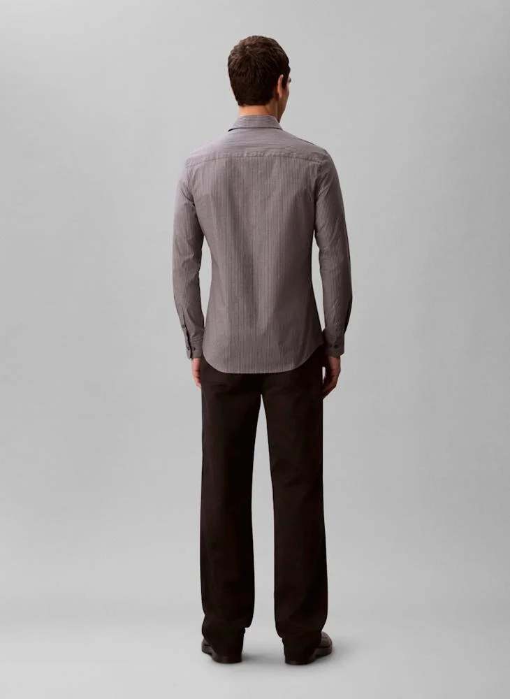 CALVIN KLEIN Long Sleeve Stripe Slim Fit Shirt