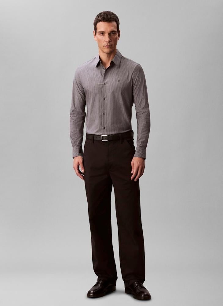 CALVIN KLEIN Long Sleeve Stripe Slim Fit Shirt - Image 5