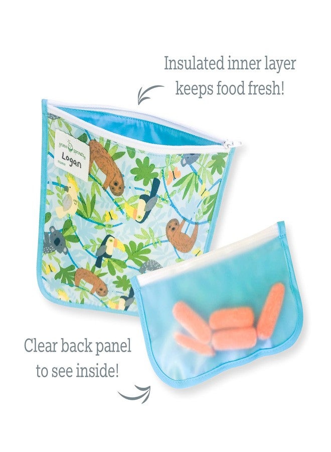 green sprouts Reusable Snack Bags (2 Pack) Holds Food, Utensils, Wipes, & More Food-Safe, Waterproof, Easy-Clean Material - Image 3
