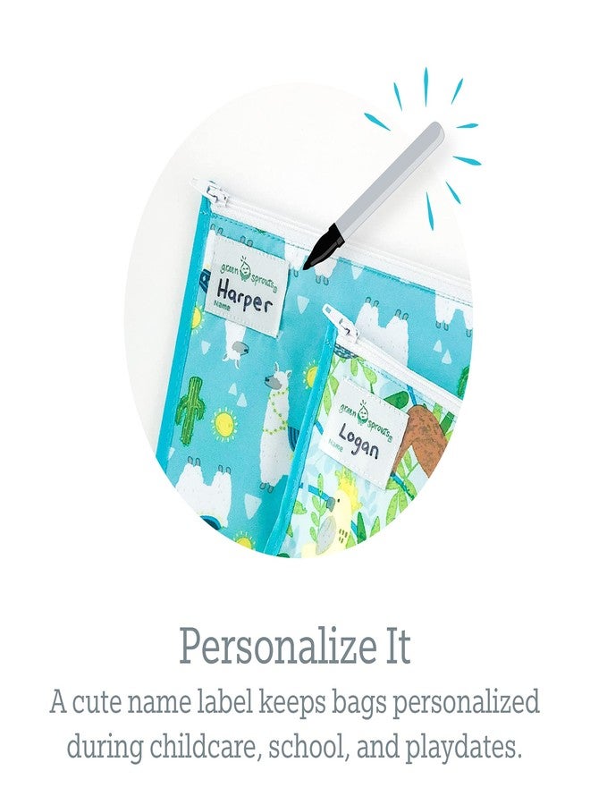 green sprouts Reusable Snack Bags (2 Pack) Holds Food, Utensils, Wipes, & More Food-Safe, Waterproof, Easy-Clean Material - Image 5