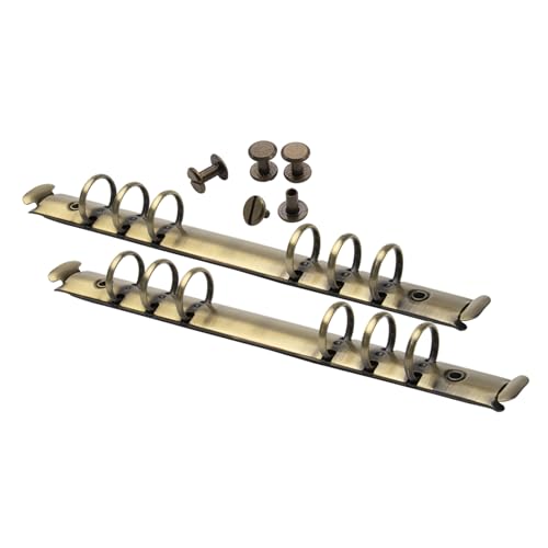 Mogoostry 2PCS 6-Ring Binder Mechanism A5 Notebook Mechanism Replacement Kit Bronze Metal Clip Round Ring Binding Spines Combs Set for Planner Organizer - Image 1