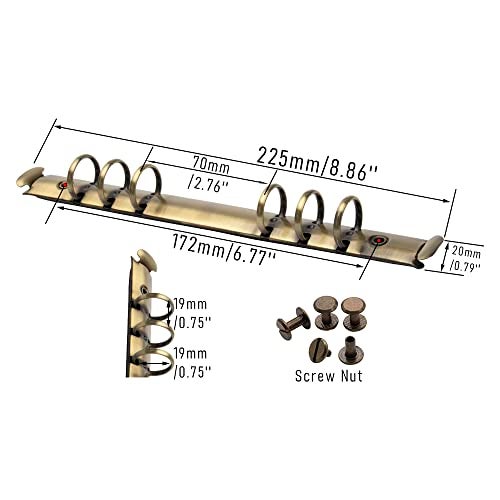 Mogoostry 2PCS 6-Ring Binder Mechanism A5 Notebook Mechanism Replacement Kit Bronze Metal Clip Round Ring Binding Spines Combs Set for Planner Organizer - Image 2