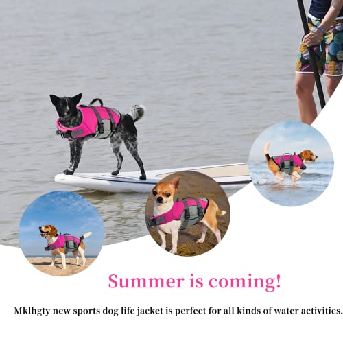 Mklhgty Dog Life Jacket, Reflective Adjustable Dog Life Vest with Rescue Handle for Swimming and Boating, Ripstop Pet Safety Life Preserver for Small, Medium and Large Dogs - Image 3