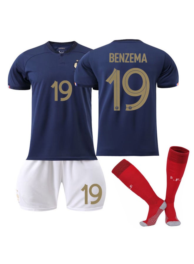 22-23 France Home 19 With Socks Football Jersey - Image 1