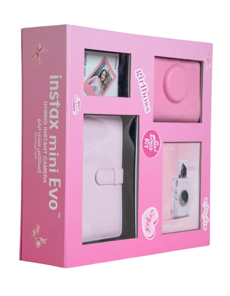 فوجي فيلم Fujifilm Instax Mini EVO Hybrid Instant Camera - Gentle Pink Gift Box - Image 2