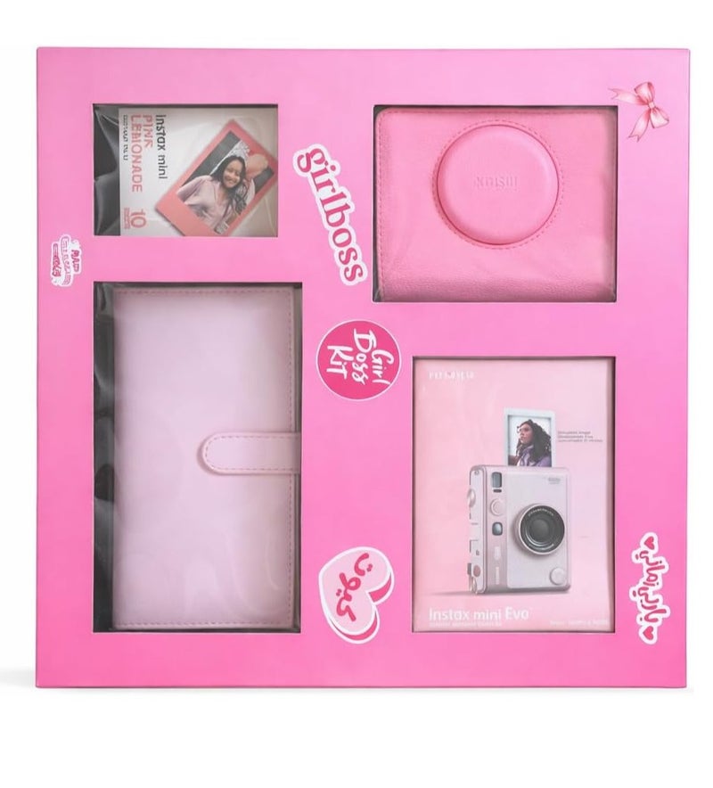 فوجي فيلم Fujifilm Instax Mini EVO Hybrid Instant Camera - Gentle Pink Gift Box - Image 1